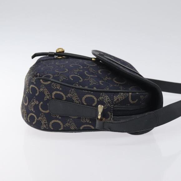 CELINE C Sulky Shoulder Bag Canvas Navy Gold - Picture 4 of 12